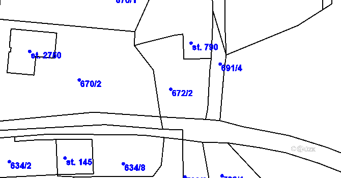 Parcela st. 672/2 v KÚ Heřmanův Městec, Katastrální mapa