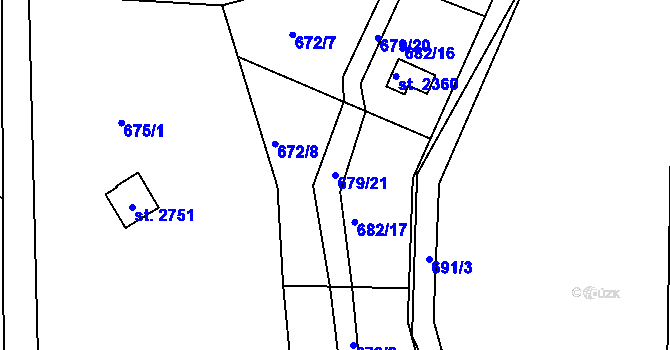 Parcela st. 679/21 v KÚ Heřmanův Městec, Katastrální mapa