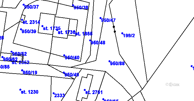 Parcela st. 950/47 v KÚ Heřmanův Městec, Katastrální mapa