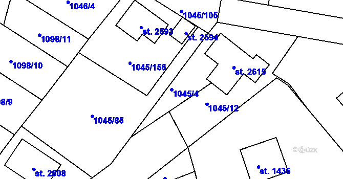 Parcela st. 1045/4 v KÚ Heřmanův Městec, Katastrální mapa