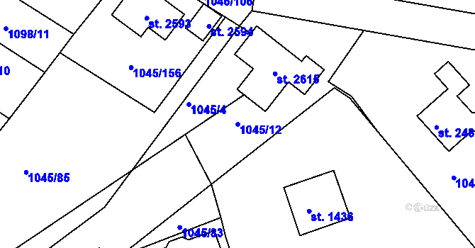 Parcela st. 1045/12 v KÚ Heřmanův Městec, Katastrální mapa