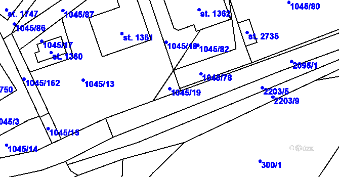 Parcela st. 1045/19 v KÚ Heřmanův Městec, Katastrální mapa