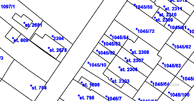 Parcela st. 1045/52 v KÚ Heřmanův Městec, Katastrální mapa