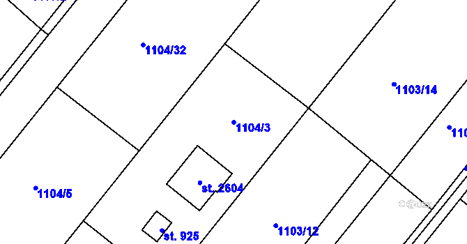 Parcela st. 1104/3 v KÚ Heřmanův Městec, Katastrální mapa