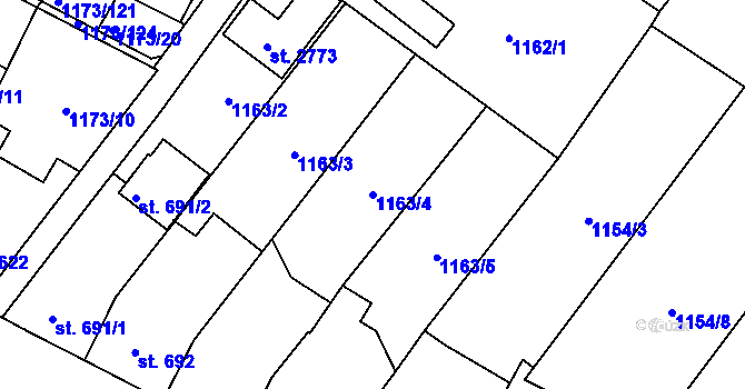 Parcela st. 1163/4 v KÚ Heřmanův Městec, Katastrální mapa