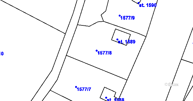 Parcela st. 1577/8 v KÚ Heřmanův Městec, Katastrální mapa