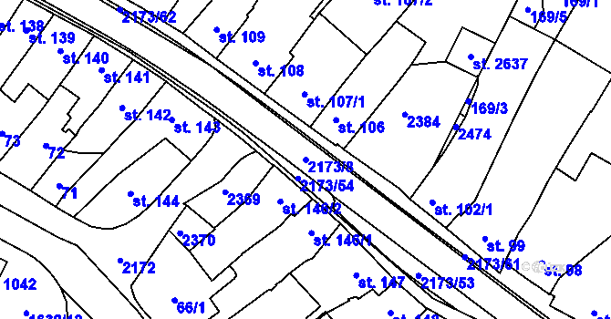 Parcela st. 2173/8 v KÚ Heřmanův Městec, Katastrální mapa