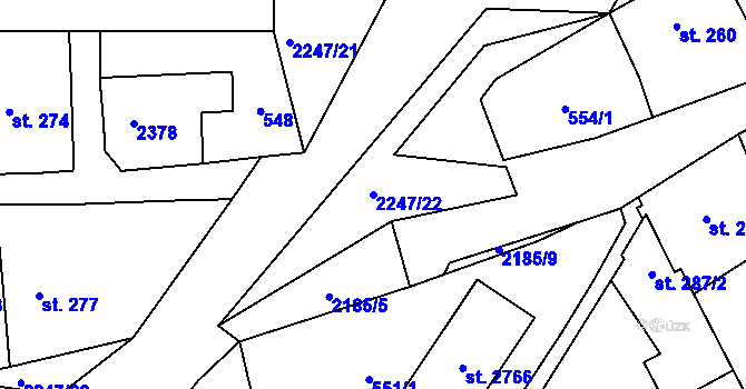 Parcela st. 2247/22 v KÚ Heřmanův Městec, Katastrální mapa