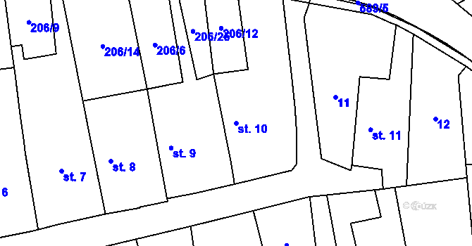 Parcela st. 10 v KÚ Chotěnice, Katastrální mapa