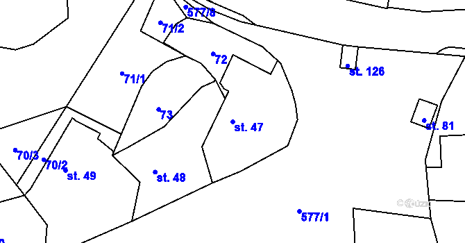 Parcela st. 47 v KÚ Chotěnice, Katastrální mapa