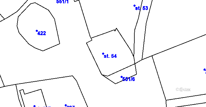 Parcela st. 54 v KÚ Chotěnice, Katastrální mapa