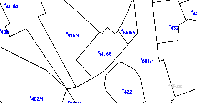 Parcela st. 66 v KÚ Chotěnice, Katastrální mapa