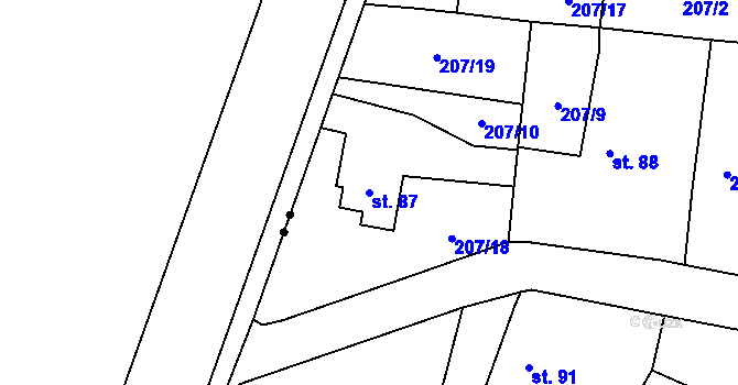Parcela st. 87 v KÚ Chotěnice, Katastrální mapa