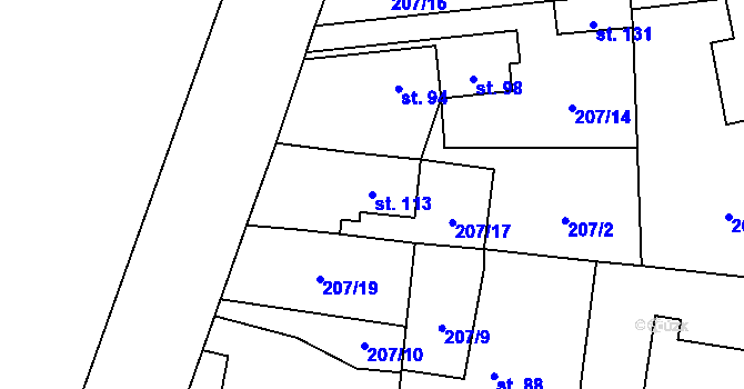 Parcela st. 113 v KÚ Chotěnice, Katastrální mapa