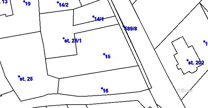 Parcela st. 15 v KÚ Chotěnice, Katastrální mapa