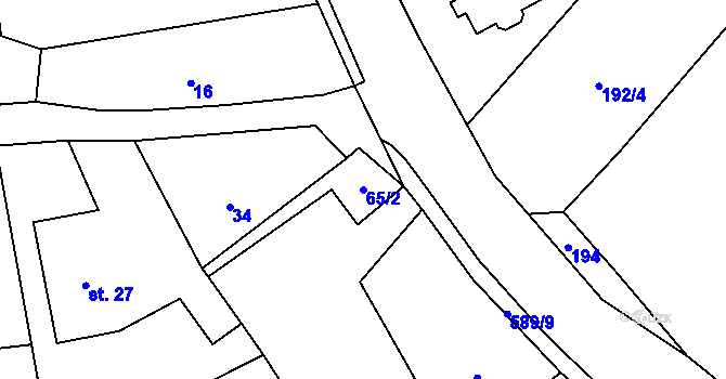 Parcela st. 65/2 v KÚ Chotěnice, Katastrální mapa