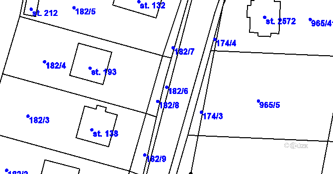 Parcela st. 182/6 v KÚ Chotěnice, Katastrální mapa