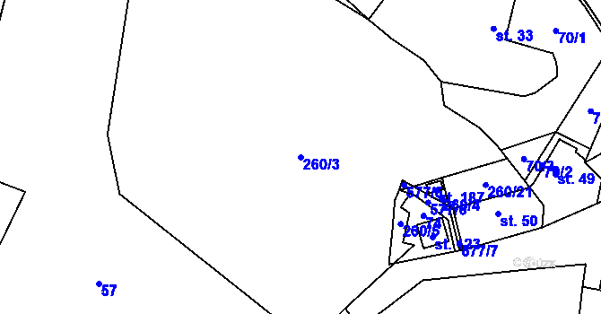 Parcela st. 260/3 v KÚ Chotěnice, Katastrální mapa