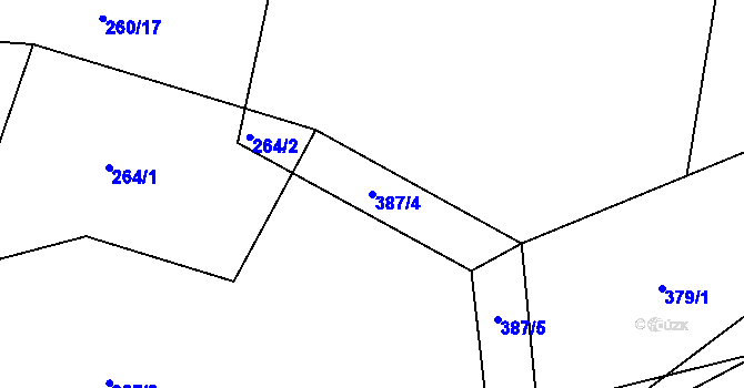 Parcela st. 387/4 v KÚ Chotěnice, Katastrální mapa