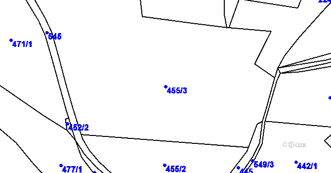 Parcela st. 455/3 v KÚ Chotěnice, Katastrální mapa