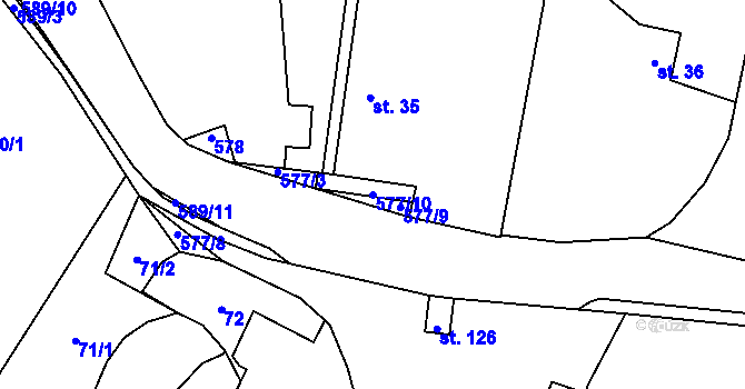 Parcela st. 577/10 v KÚ Chotěnice, Katastrální mapa