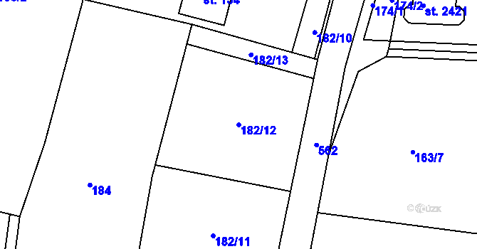 Parcela st. 182/12 v KÚ Chotěnice, Katastrální mapa