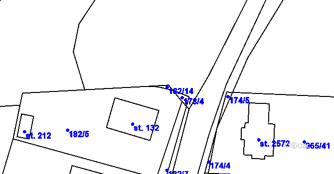 Parcela st. 182/14 v KÚ Chotěnice, Katastrální mapa