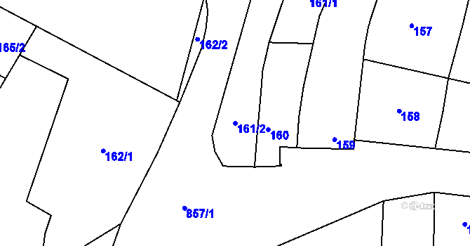 Parcela st. 161/2 v KÚ Hevlín, Katastrální mapa