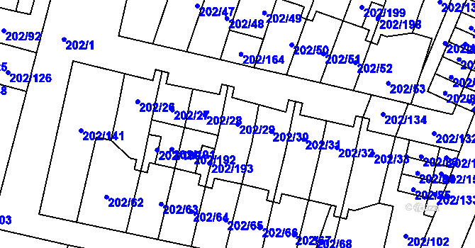 Parcela st. 202/29 v KÚ Hevlín, Katastrální mapa