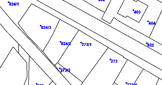 Parcela st. 273/1 v KÚ Hevlín, Katastrální mapa