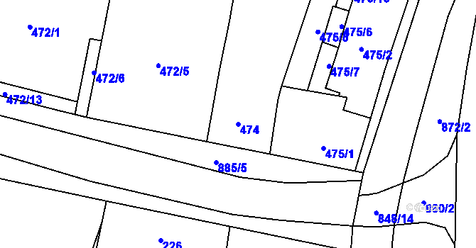 Parcela st. 474 v KÚ Hevlín, Katastrální mapa
