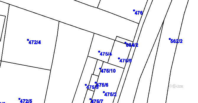 Parcela st. 475/4 v KÚ Hevlín, Katastrální mapa