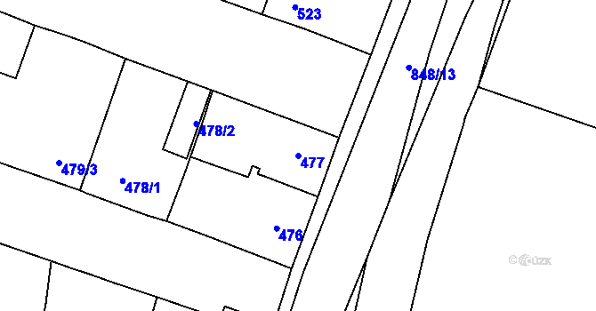 Parcela st. 477 v KÚ Hevlín, Katastrální mapa