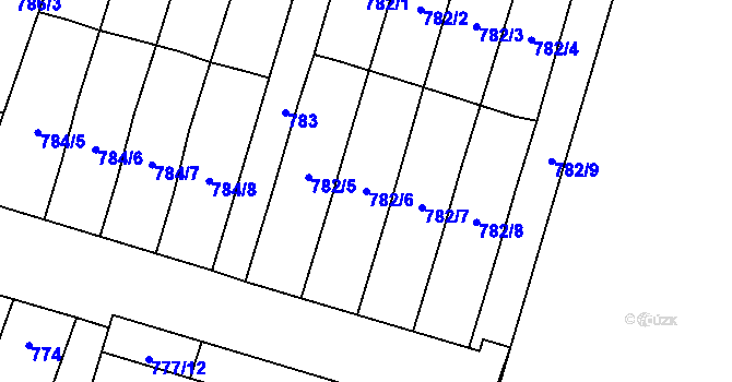 Parcela st. 782/6 v KÚ Hevlín, Katastrální mapa