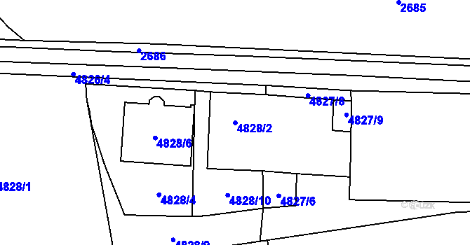 Parcela st. 4828/2 v KÚ Hevlín, Katastrální mapa