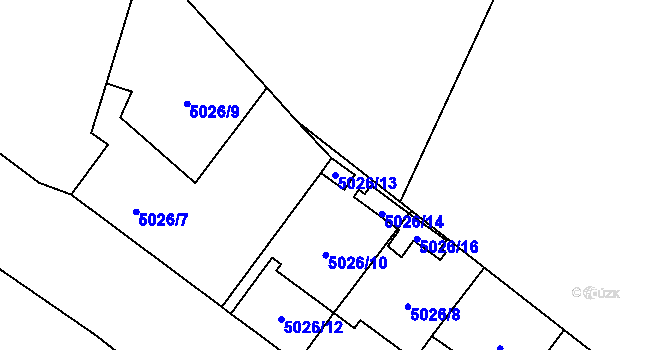 Parcela st. 5026/13 v KÚ Hevlín, Katastrální mapa