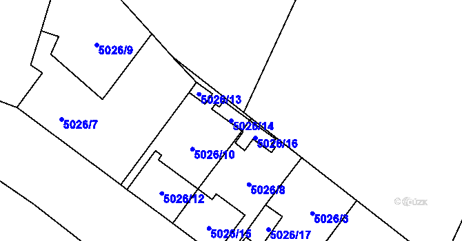 Parcela st. 5026/14 v KÚ Hevlín, Katastrální mapa