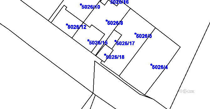 Parcela st. 5026/18 v KÚ Hevlín, Katastrální mapa