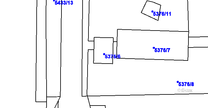 Parcela st. 5376/6 v KÚ Hevlín, Katastrální mapa