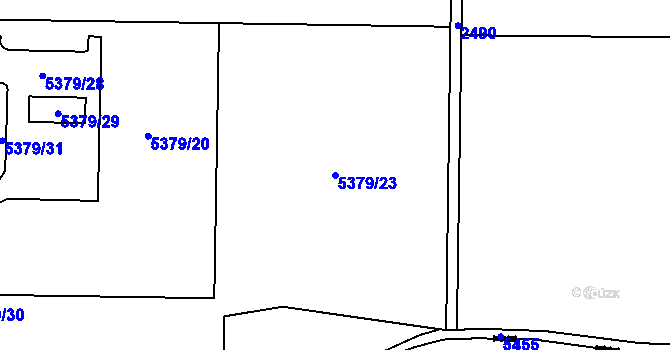 Parcela st. 5379/23 v KÚ Hevlín, Katastrální mapa