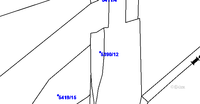 Parcela st. 5390/12 v KÚ Hevlín, Katastrální mapa