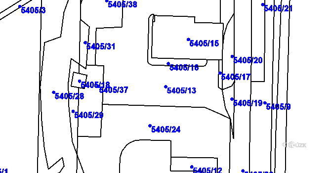 Parcela st. 5405/13 v KÚ Hevlín, Katastrální mapa