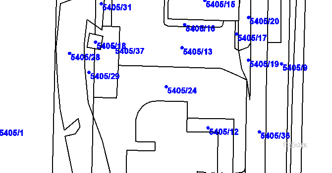 Parcela st. 5405/24 v KÚ Hevlín, Katastrální mapa