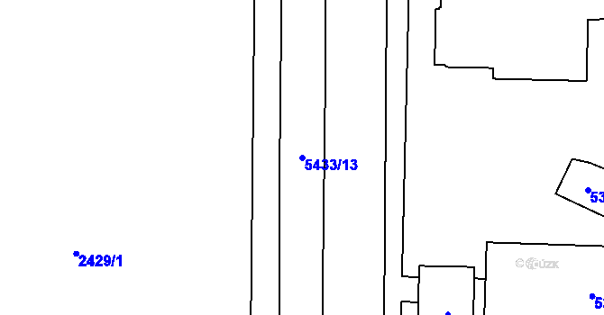 Parcela st. 5433/13 v KÚ Hevlín, Katastrální mapa
