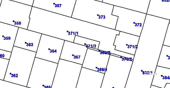 Parcela st. 371/3 v KÚ Hevlín, Katastrální mapa