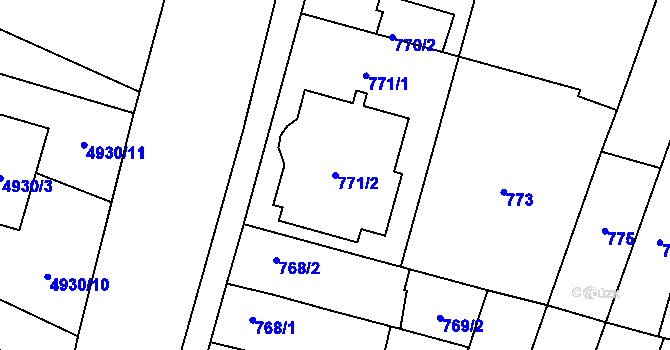 Parcela st. 771/2 v KÚ Hevlín, Katastrální mapa