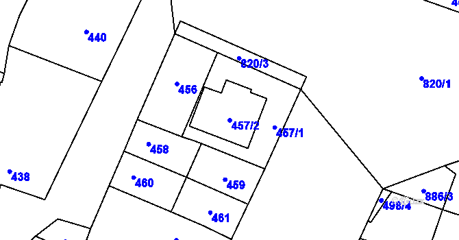Parcela st. 457/2 v KÚ Hevlín, Katastrální mapa