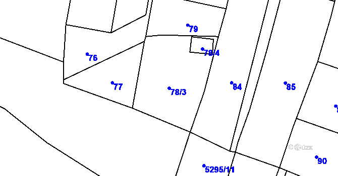 Parcela st. 78/3 v KÚ Hevlín, Katastrální mapa