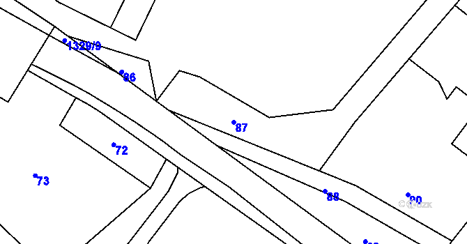 Parcela st. 87 v KÚ Hladké Životice, Katastrální mapa