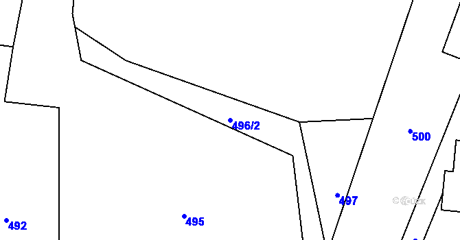 Parcela st. 496/2 v KÚ Hladké Životice, Katastrální mapa